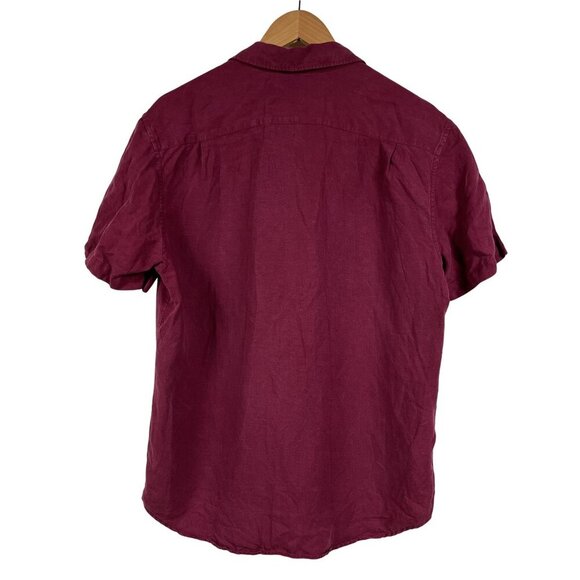Bonobos Linen Blend Maroon Button Down Short Sleeve Shirt Size Medium - Picture 2 of 6